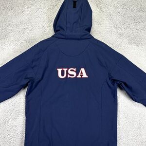 USA Patriotic Fleece Lined Jacket Mens Large Blue Zip Up Freedom Clique NEW